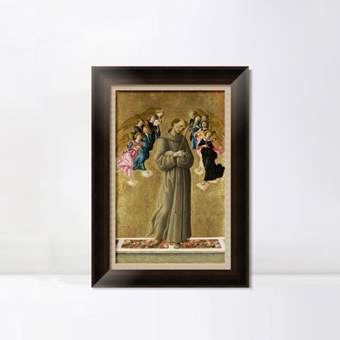 INVIN ART Framed Canvas Art Giclee Print Saint Francis Of Assisi With Angels by Sandro Botticelli Wall Art Living Room Home Office Decorations