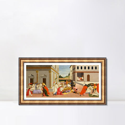 INVIN ART Framed Canvas Art Giclee Print Three Miracles of St Zenobius by Sandro Botticelli Wall Art Living Room Home Office Decorations