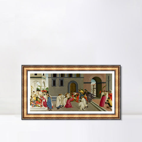 INVIN ART Framed Canvas Art Giclee Print Three Miracles of Saint Zenobius by Sandro Botticelli Wall Art Living Room Home Office Decorations