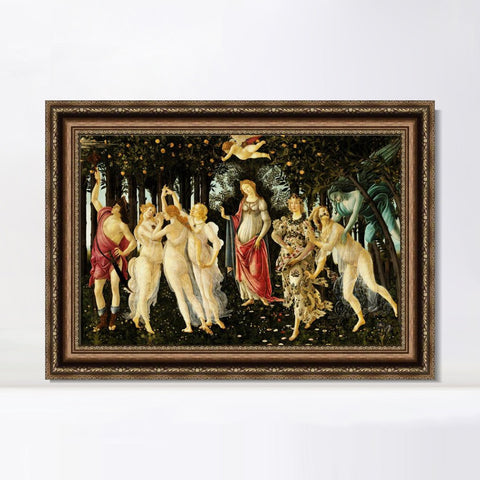 INVIN ART Framed Canvas Art Giclee Print La Primavera Allegory of Spring 1482 by Sandro Botticelli Wall Art Living Room Home Office Decorations