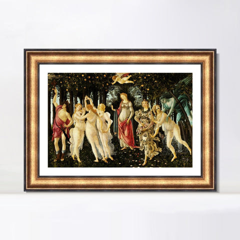 INVIN ART Framed Canvas Art Giclee Print La Primavera Allegory of Spring 1482 by Sandro Botticelli Wall Art Living Room Home Office Decorations