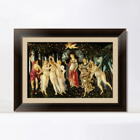 INVIN ART Framed Canvas Art Giclee Print La Primavera Allegory of Spring 1482 by Sandro Botticelli Wall Art Living Room Home Office Decorations