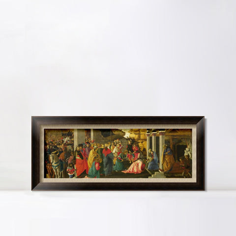 INVIN ART Framed Canvas Art Giclee Print Filippino Lippi Adoration Of The Kings,1470 by Sandro Botticelli Wall Art Living Room Home Office Decorations