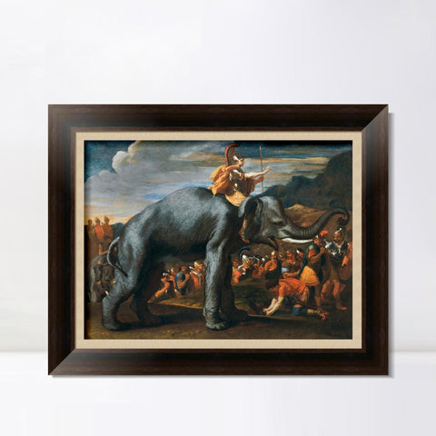 INVIN ART Framed Canvas Art Giclee Print Hannibal crossing the Alps on elephant back by Nicolas Poussin Wall Art Living Room Home Office Decorations