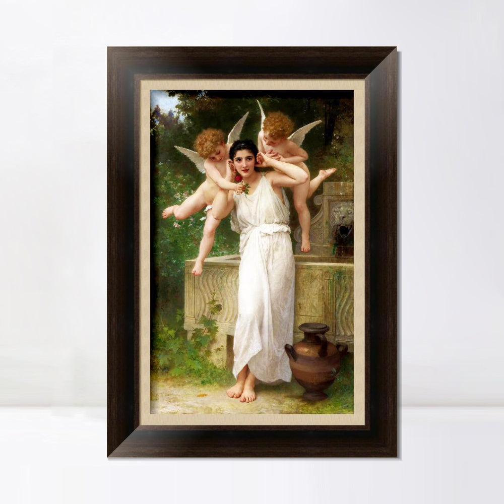INVIN ART Framed Canvas Art Giclee Print Youth 1893 by William Adolphe Bouguereau Wall Art Living Room Home Office Decorations