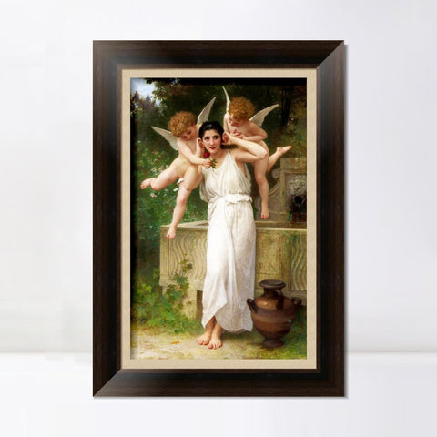 INVIN ART Framed Canvas Art Giclee Print Youth 1893 by William Adolphe Bouguereau Wall Art Living Room Home Office Decorations