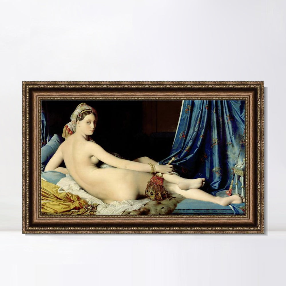 INVIN ART Framed Canvas Art Giclee Print La Grande Odalisque by Jean Auguste Dominique Ingres Wall Art