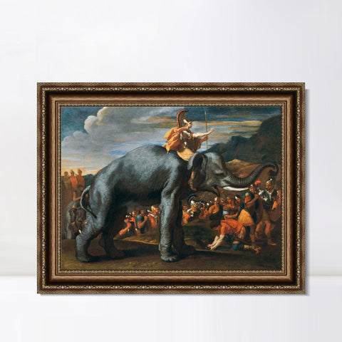 INVIN ART Framed Canvas Art Giclee Print Hannibal crossing the Alps on elephant back by Nicolas Poussin Wall Art Living Room Home Office Decorations