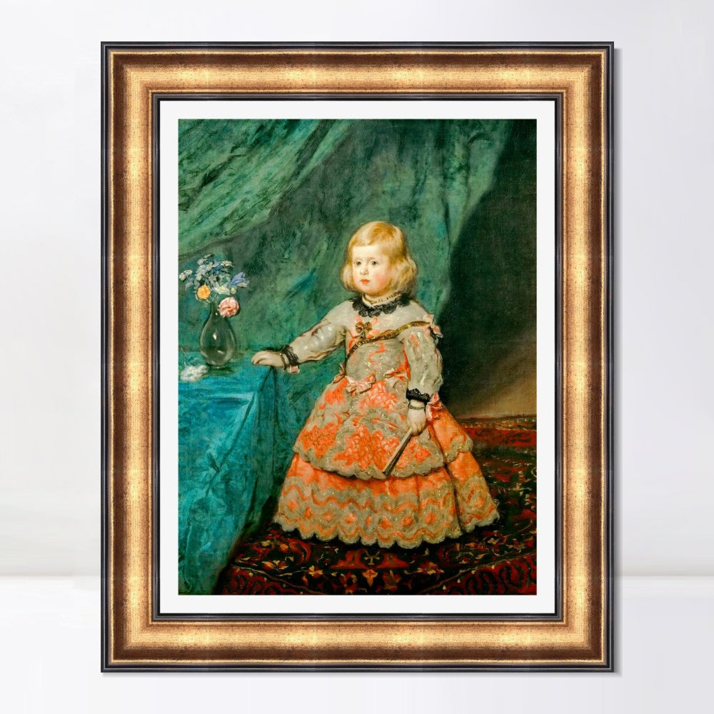 INVIN ART Framed Canvas Art Giclee Print Infanta Margarita Teresa in a Pink Gown by Diego Velazquez Wall Art