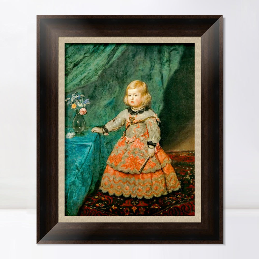INVIN ART Framed Canvas Art Giclee Print Infanta Margarita Teresa in a Pink Gown by Diego Velazquez Wall Art