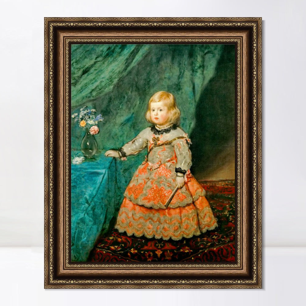 INVIN ART Framed Canvas Art Giclee Print Infanta Margarita Teresa in a Pink Gown by Diego Velazquez Wall Art