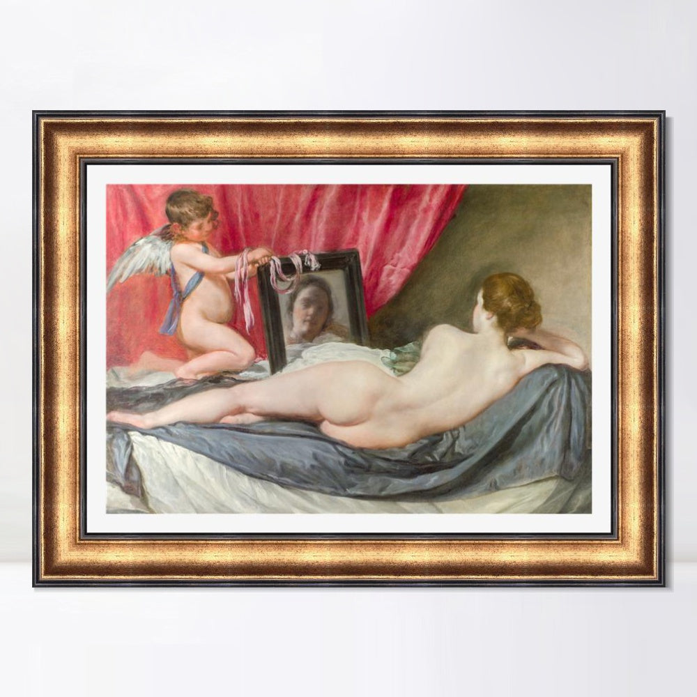 INVIN ART Framed Canvas Art Giclee Print Venus at Her Mirror by Diego Velazquez Wall Art