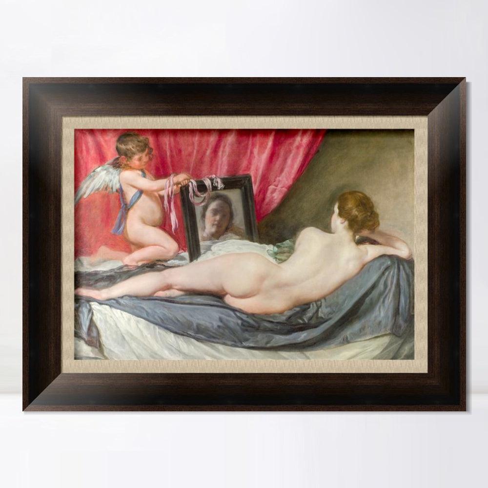 INVIN ART Framed Canvas Art Giclee Print Venus at Her Mirror by Diego Velazquez Wall Art