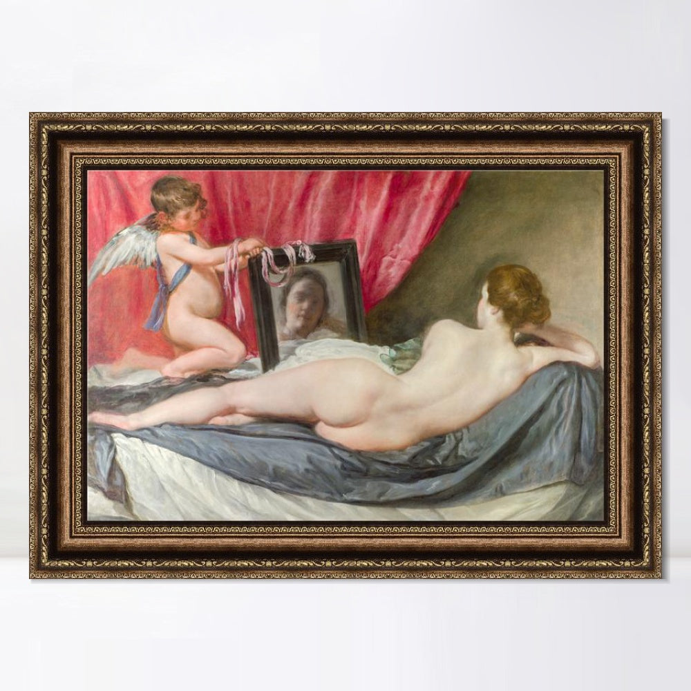INVIN ART Framed Canvas Art Giclee Print Venus at Her Mirror by Diego Velazquez Wall Art
