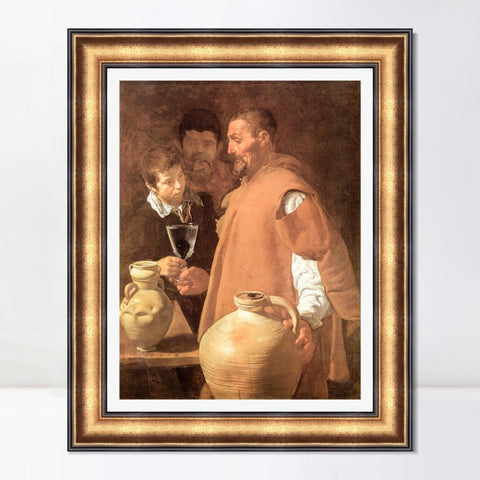 INVIN ART Framed Canvas Art Giclee Print the Waterseller of Seville by Diego Velazquez Wall Art Living Room Home Office Decorations