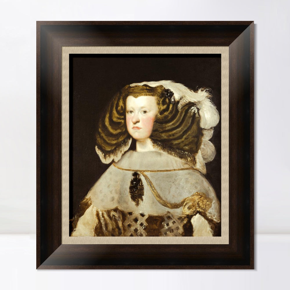 INVIN ART Framed Canvas Art Giclee Print Portrait of Mariana of Austria, Queen of Spain by Diego Velazquez Wall Art