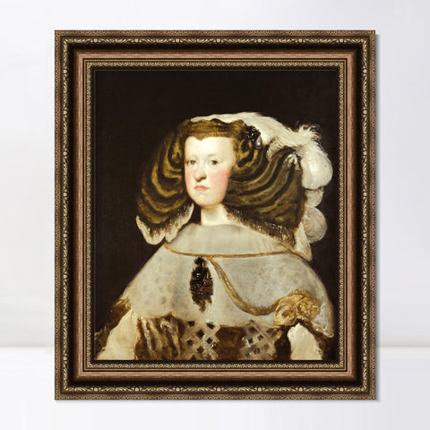 INVIN ART Framed Canvas Art Giclee Print Portrait of Mariana of Austria, Queen of Spain by Diego Velazquez Wall Art Living Room Home Office Decorations