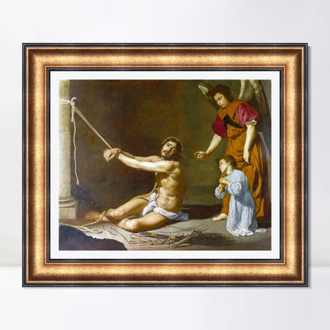 INVIN ART Framed Canvas Art Giclee Print Christ contemplated by the Christian Soul by Diego Velazquez Wall Art Living Room Home Office Decorations