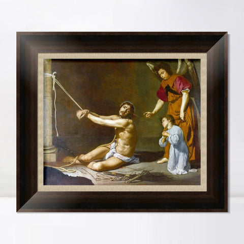 INVIN ART Framed Canvas Art Giclee Print Christ contemplated by the Christian Soul by Diego Velazquez Wall Art Living Room Home Office Decorations