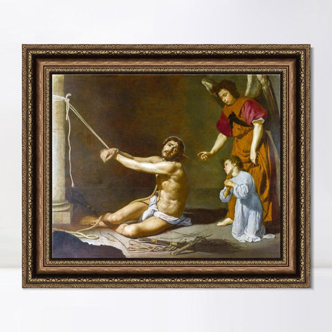 INVIN ART Framed Canvas Art Giclee Print Christ contemplated by the Christian Soul by Diego Velazquez Wall Art Living Room Home Office Decorations