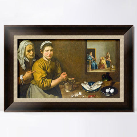 INVIN ART Framed Canvas Art Giclee Print Christ in the House of Martha and Mary by the Christian Soul by Diego Velazquez Wall Art Living Room Home Decorations