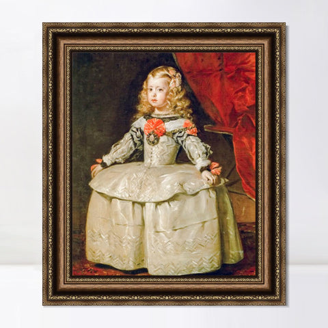 INVIN ART Framed Canvas Art Giclee Print Christ Infanta Margaraita Teresa in White Garb by the Christian Soul by Diego Velazquez Wall Art Room Home Decorations