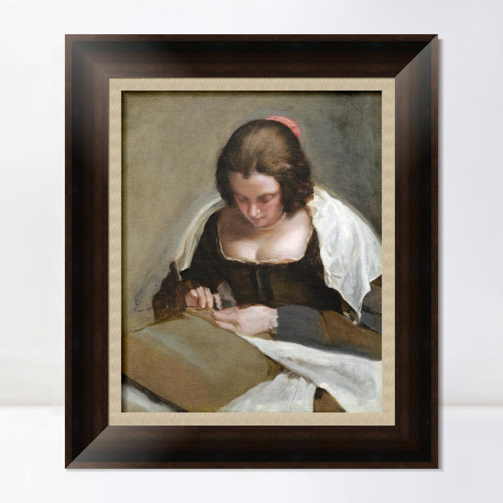INVIN ART Framed Canvas Art Giclee Print the needlewoman by the Christian Soul by Diego Velazquez Wall Art