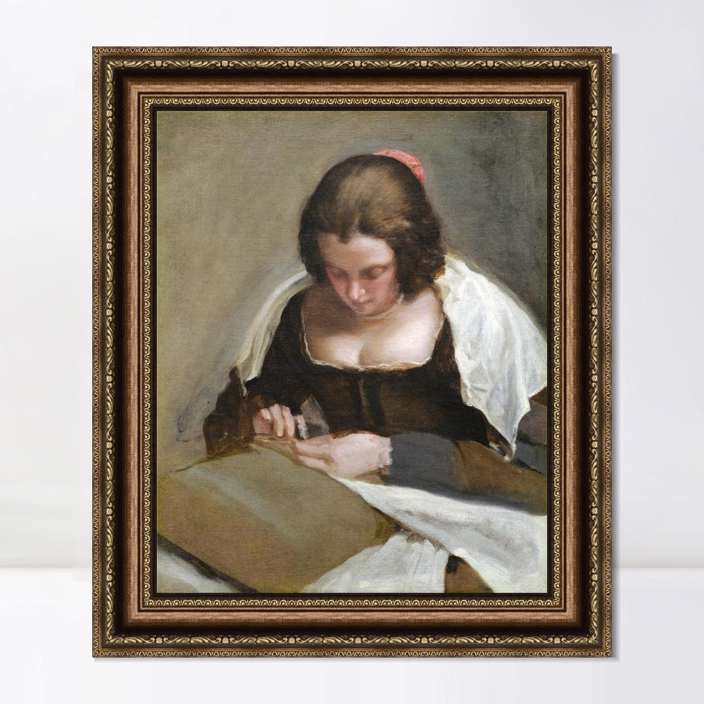 INVIN ART Framed Canvas Art Giclee Print the needlewoman by the Christian Soul by Diego Velazquez Wall Art