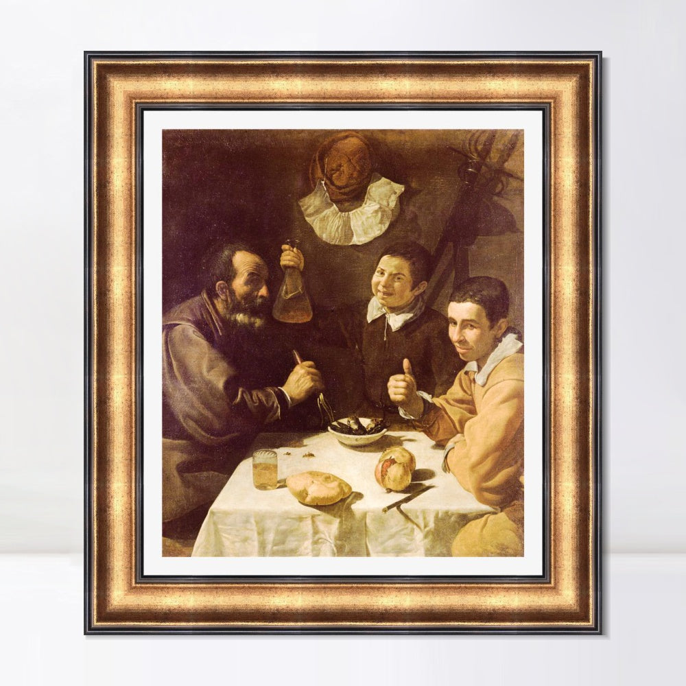 INVIN ART Framed Canvas Art Giclee Print Breakfast by the Christian Soul by Diego Velazquez Wall Art