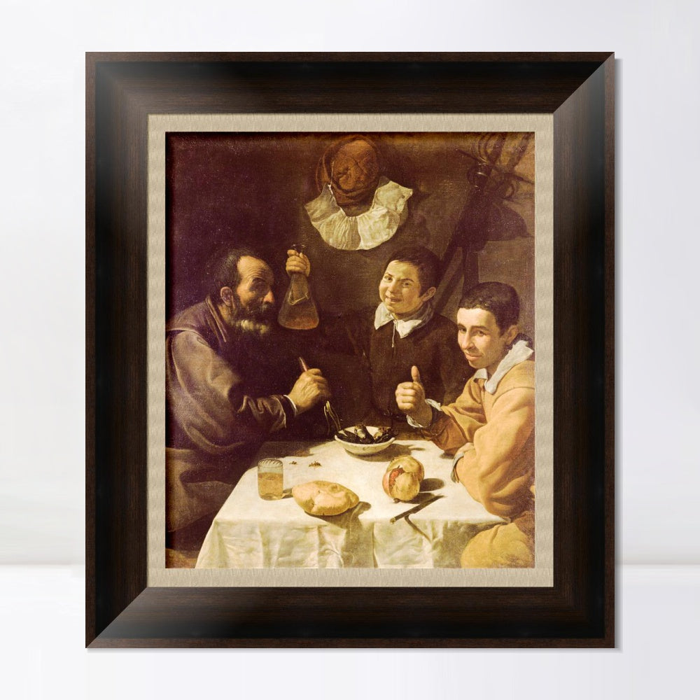 INVIN ART Framed Canvas Art Giclee Print Breakfast by the Christian Soul by Diego Velazquez Wall Art