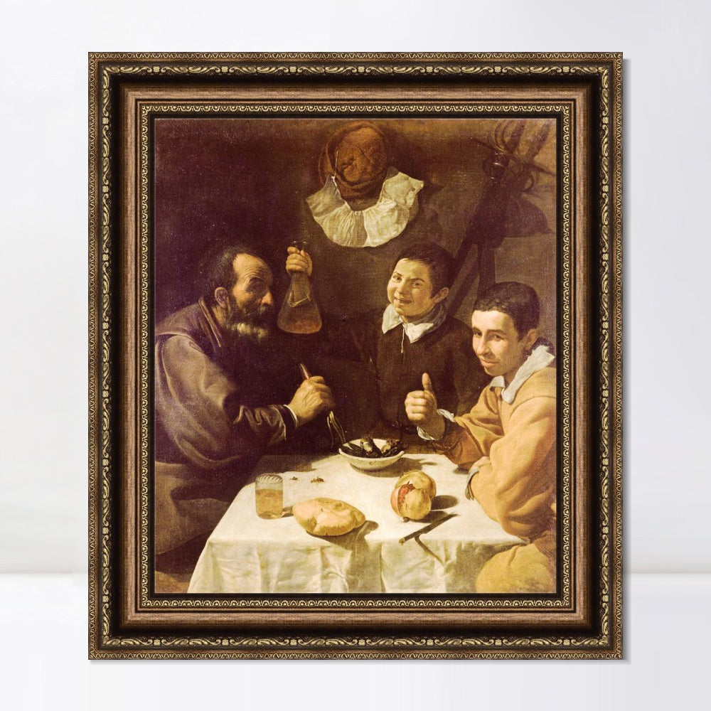 INVIN ART Framed Canvas Art Giclee Print Breakfast by the Christian Soul by Diego Velazquez Wall Art