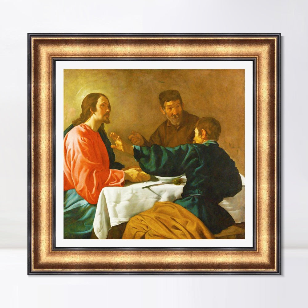 INVIN ART Framed Canvas Art Giclee Print The Supper at Emmaus by the Christian Soul by Diego Velazquez Wall Art
