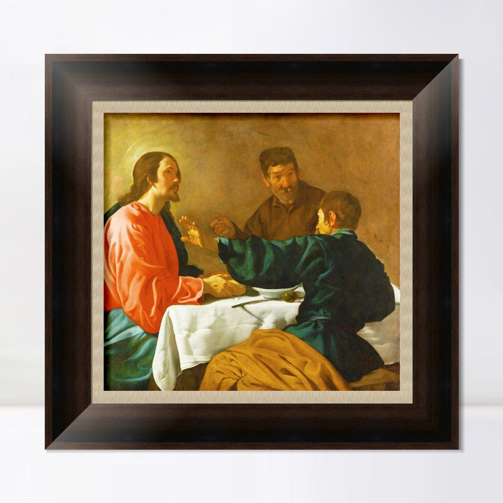 INVIN ART Framed Canvas Art Giclee Print The Supper at Emmaus by the Christian Soul by Diego Velazquez Wall Art