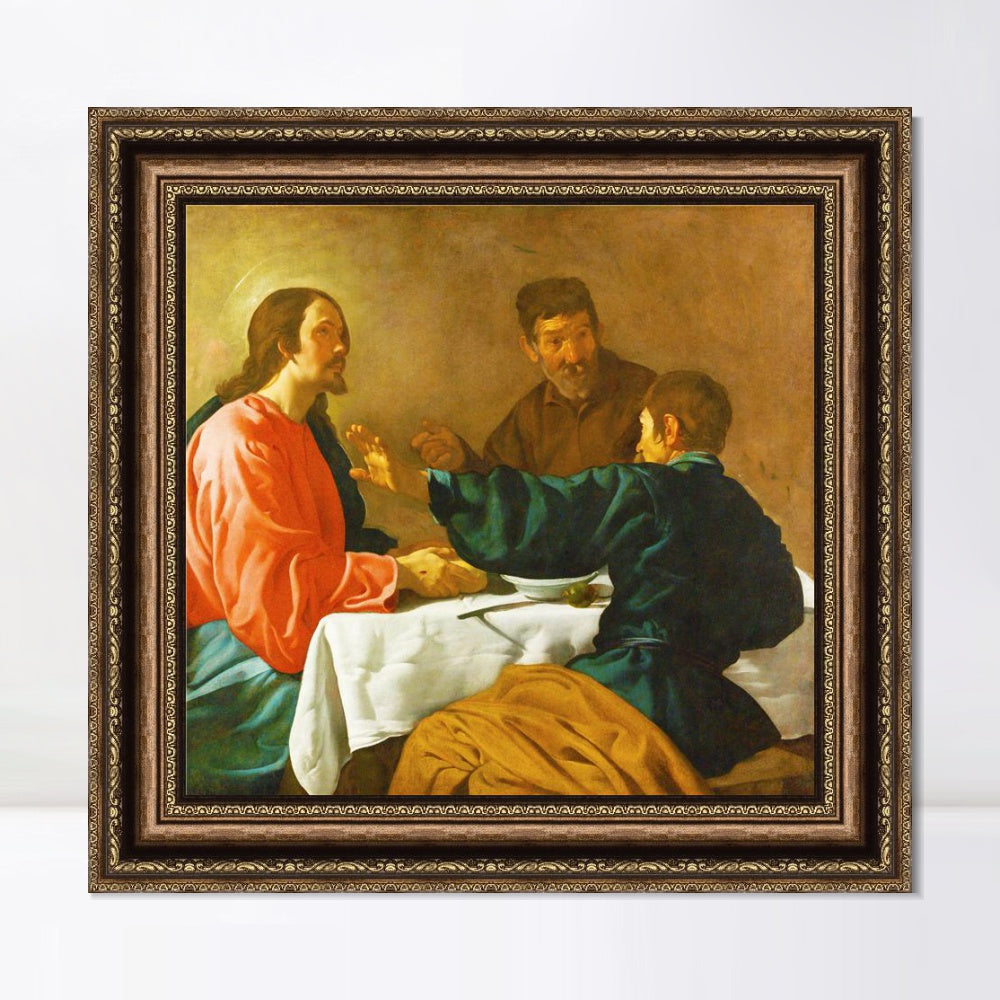 INVIN ART Framed Canvas Art Giclee Print The Supper at Emmaus by the Christian Soul by Diego Velazquez Wall Art
