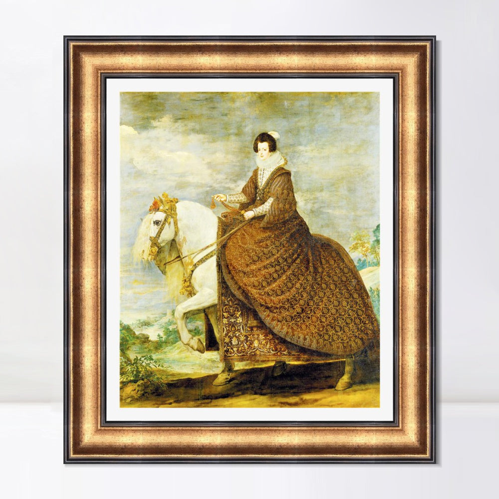 INVIN ART Framed Canvas Art Giclee Print Queen Elizabeth of Bourbon, on horseback by the Christian Soul by Diego Velazquez Wall Art Living Decorations