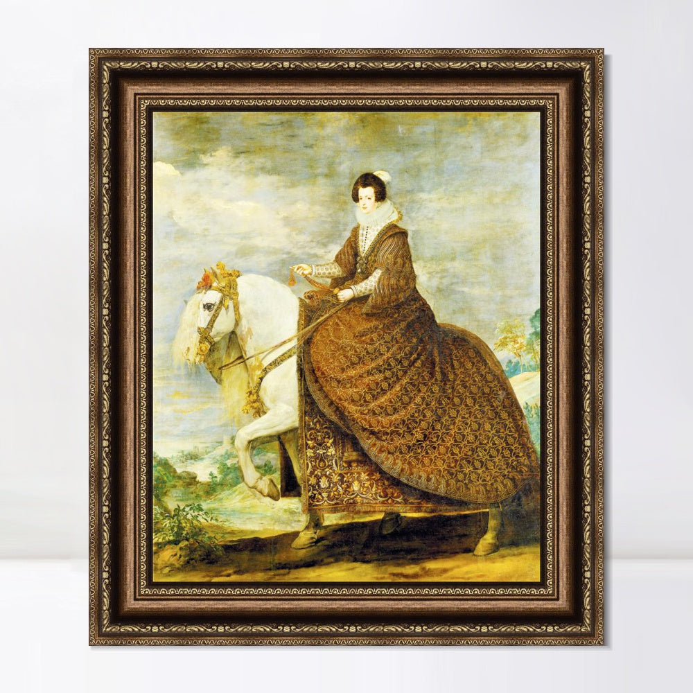INVIN ART Framed Canvas Art Giclee Print Queen Elizabeth of Bourbon, on horseback by the Christian Soul by Diego Velazquez Wall Art Living Decorations