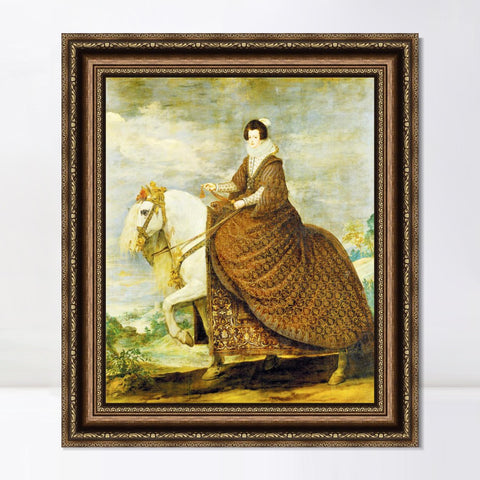 INVIN ART Framed Canvas Art Giclee Print Queen Elizabeth of Bourbon, on horseback by the Christian Soul by Diego Velazquez Wall Art Living Decorations