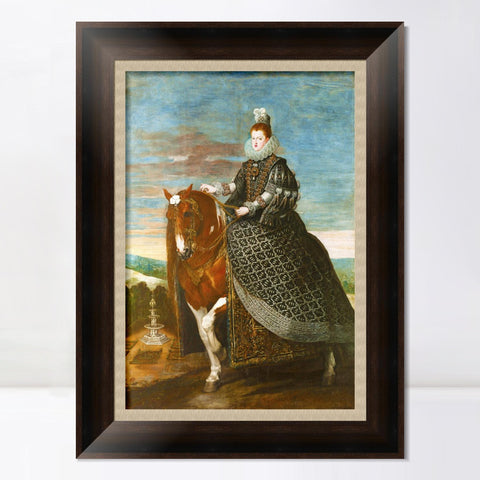 INVIN ART Framed Canvas Art Giclee Print Prince Queen Margaret of Austria, on horseback by the Christian Soul by Diego Velazquez Wall Art Decorations