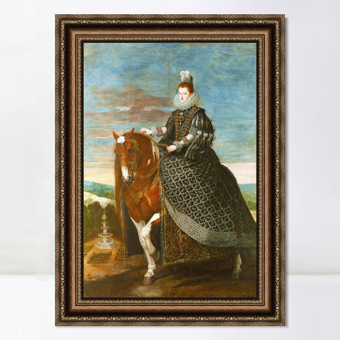 INVIN ART Framed Canvas Art Giclee Print Prince Queen Margaret of Austria, on horseback by the Christian Soul by Diego Velazquez Wall Art Decorations
