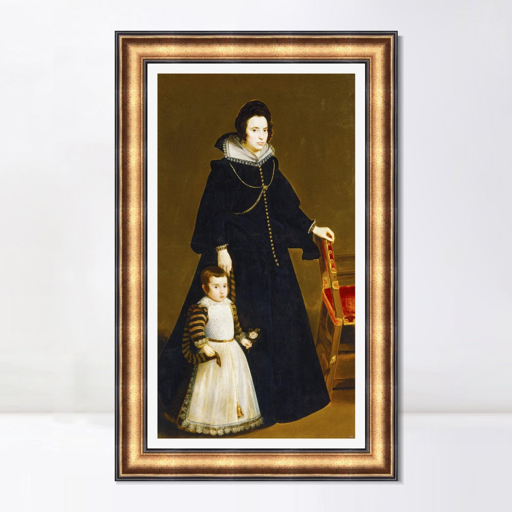 INVIN ART Framed Canvas Art Giclee Print Antonia de Ipenarrieta y Galdos and her son Don Luis by Diego Velazquez Wall Art Living Decorations