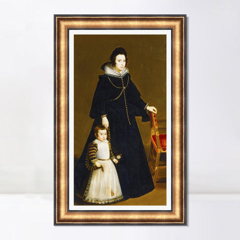 INVIN ART Framed Canvas Art Giclee Print Antonia de Ipenarrieta y Galdos and her son Don Luis by Diego Velazquez Wall Art Living Decorations