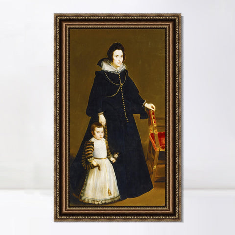 INVIN ART Framed Canvas Art Giclee Print Antonia de Ipenarrieta y Galdos and her son Don Luis by Diego Velazquez Wall Art Living Decorations