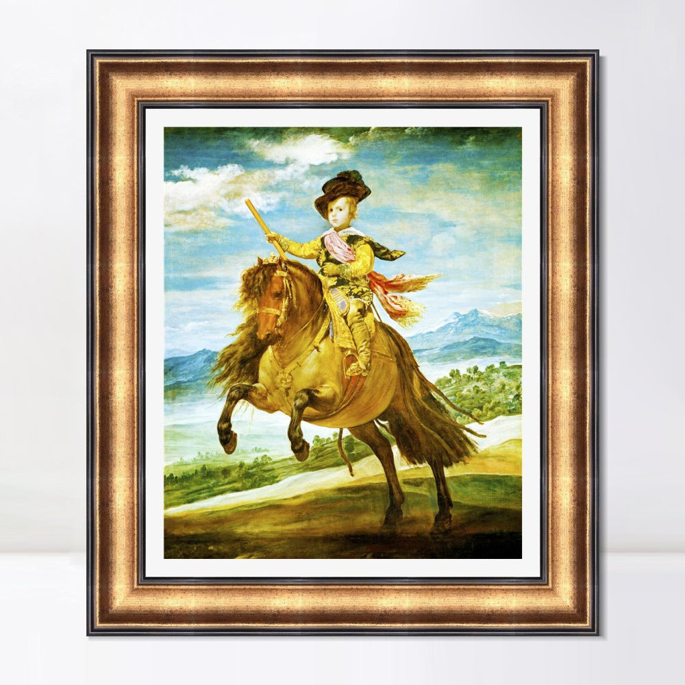 INVIN ART Framed Canvas Art Giclee Print Prince Baltasar Carlos, on horseback by the Christian Soul by Diego Velazquez Wall Art Living Decorations
