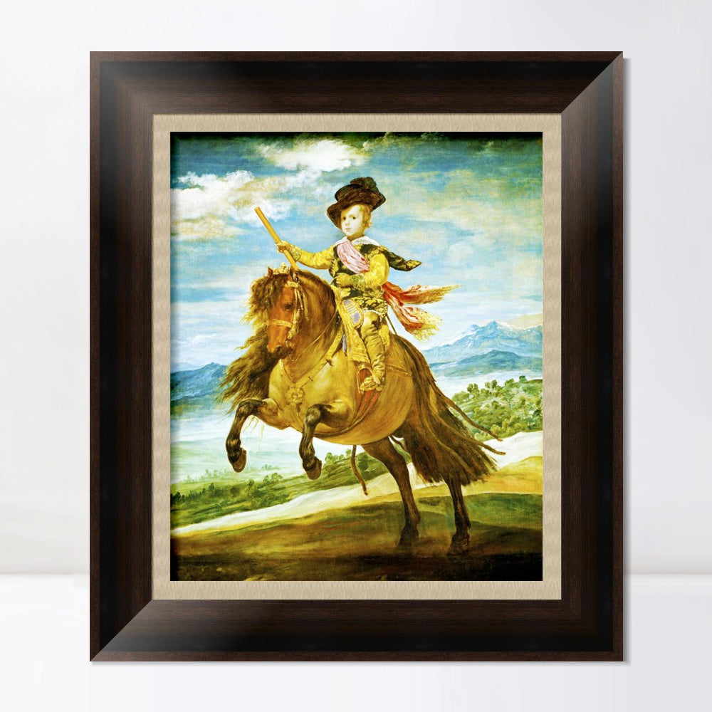 INVIN ART Framed Canvas Art Giclee Print Prince Baltasar Carlos, on horseback by the Christian Soul by Diego Velazquez Wall Art Living Decorations