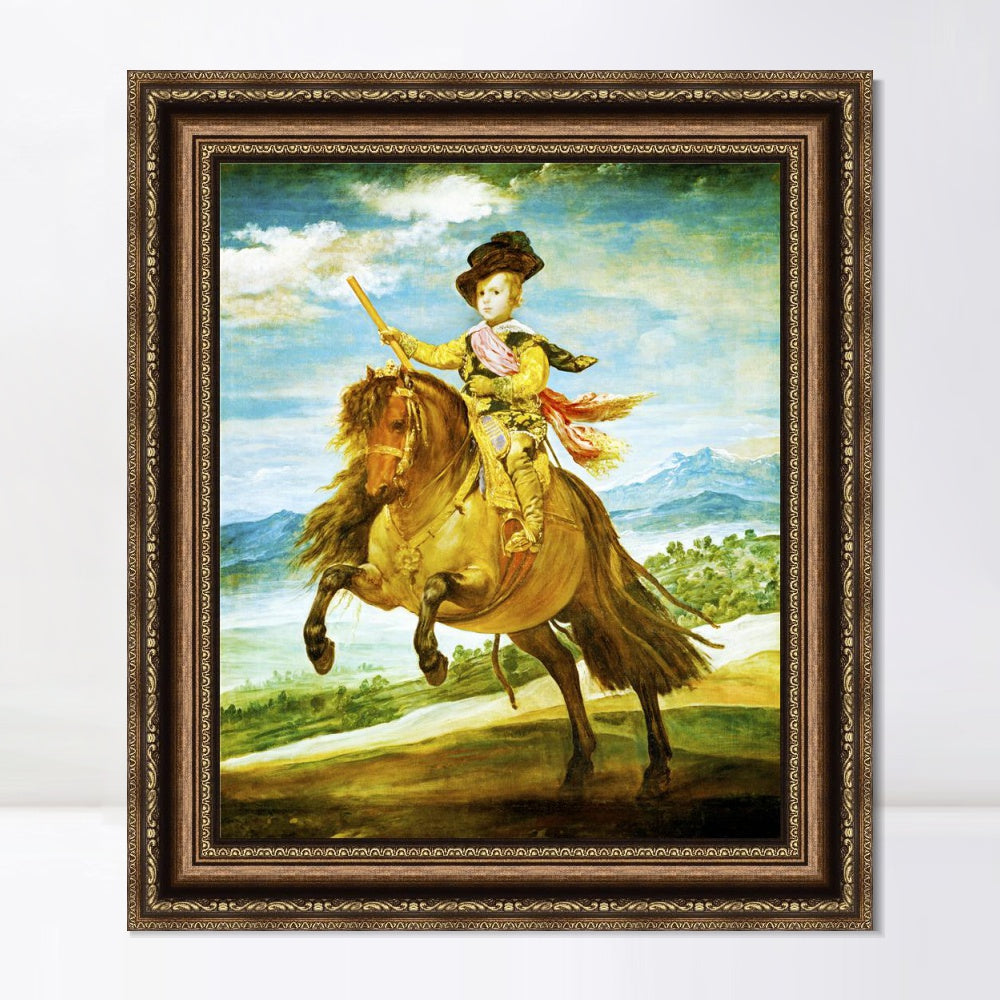 INVIN ART Framed Canvas Art Giclee Print Prince Baltasar Carlos, on horseback by the Christian Soul by Diego Velazquez Wall Art Living Decorations