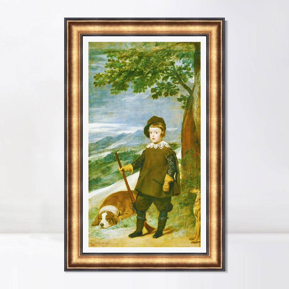 INVIN ART Framed Canvas Art Giclee Print Prince Baltasar Carlos as a Hunter by Diego Velazquez Wall Art