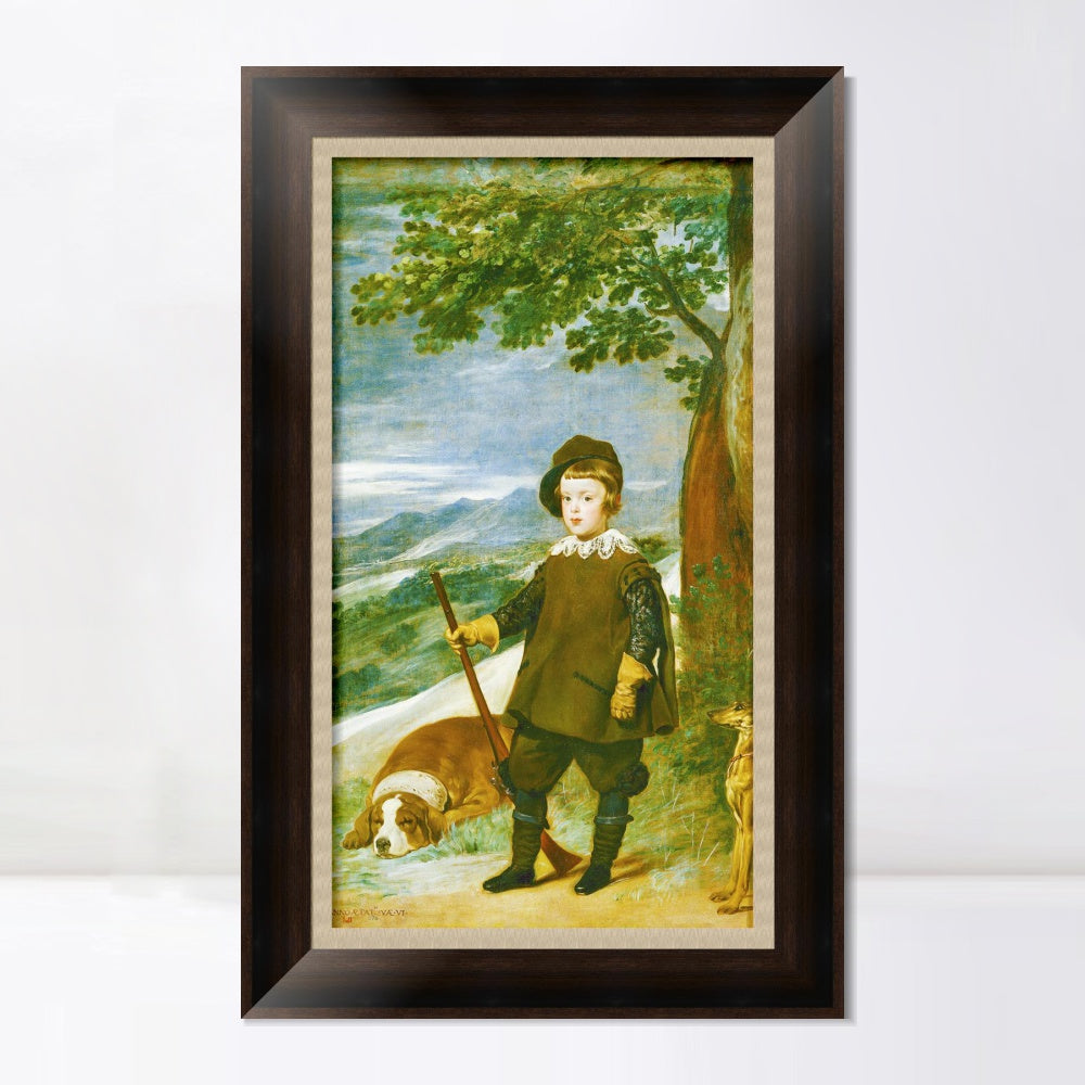 INVIN ART Framed Canvas Art Giclee Print Prince Baltasar Carlos as a Hunter by Diego Velazquez Wall Art