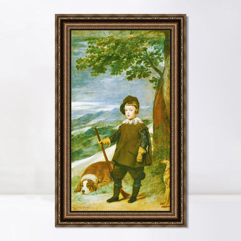 INVIN ART Framed Canvas Art Giclee Print Prince Baltasar Carlos as a Hunter by Diego Velazquez Wall Art Living Room Home Office Decorations