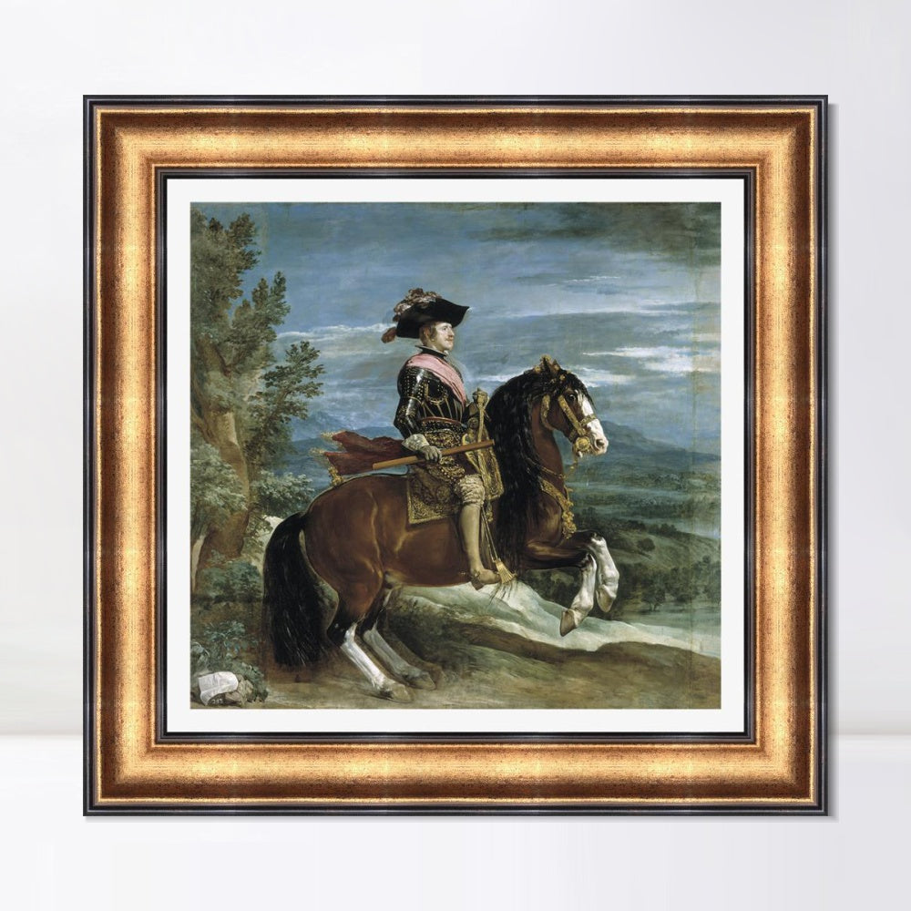 INVIN ART Framed Canvas Art Giclee Print Felipe IV, on horseback by the Christian Soul by Diego Velazquez Wall Art
