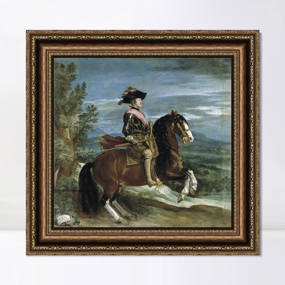 INVIN ART Framed Canvas Art Giclee Print Felipe IV, on horseback by the Christian Soul by Diego Velazquez Wall Art